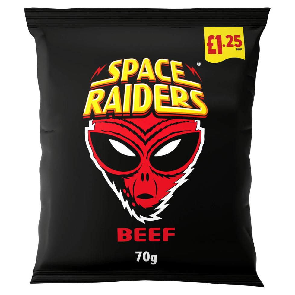 Space Raiders Beef Crisps 70g, [PM £1.00 ], Case of 20 Space Raiders