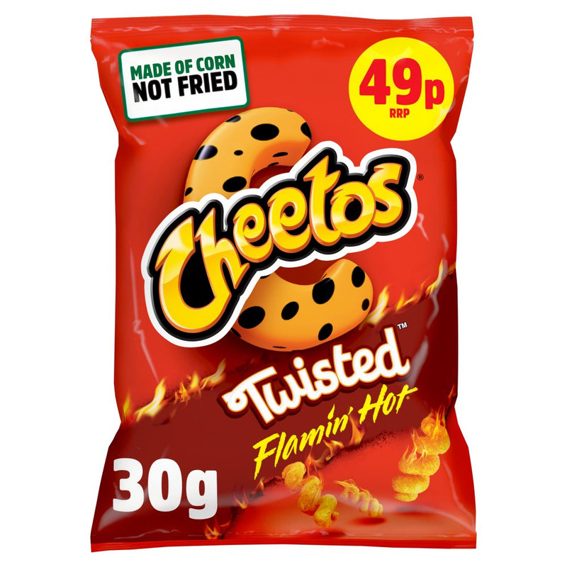Cheetos Twisted Flamin' Hot Snacks 39p RRP PMP 30g, Case of 30 Cheetos