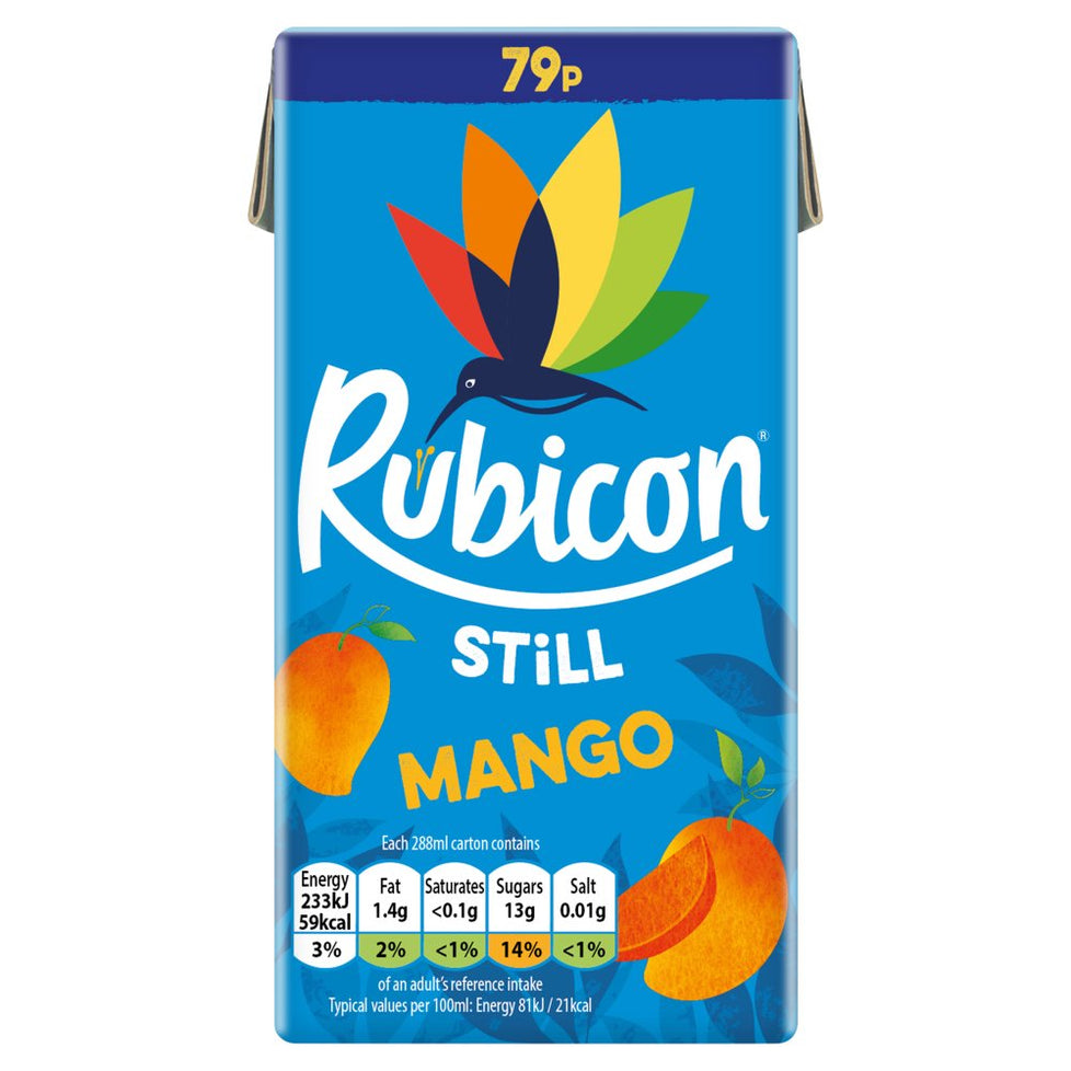 Rubicon Still Mango Juice Drink 288ml Carton, Case of 27 Rubicon