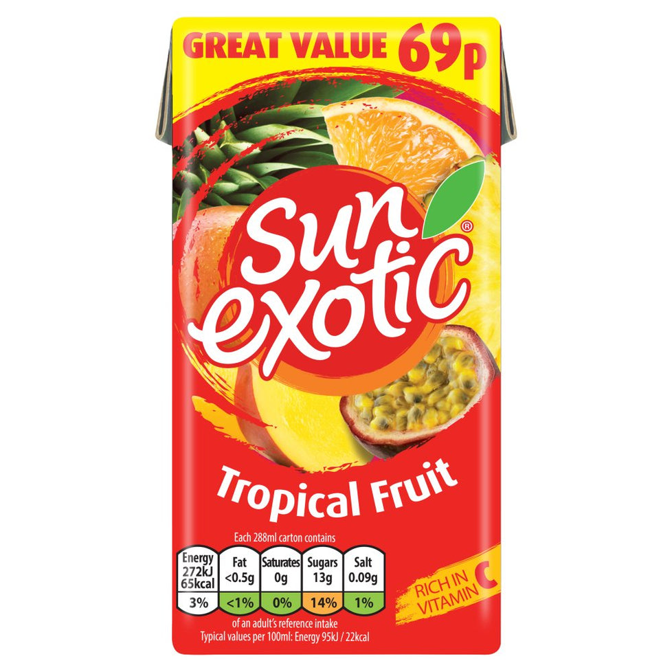 Sun Exotic Tropical Fruit Still Juice 288ml, Case of 27 Sun Exotic