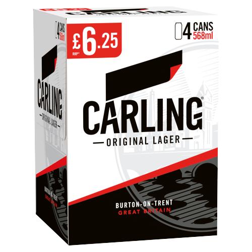 Carling Original Lager 4 x 568ml [4 FOR £5.99 ], Case of 6 Carling