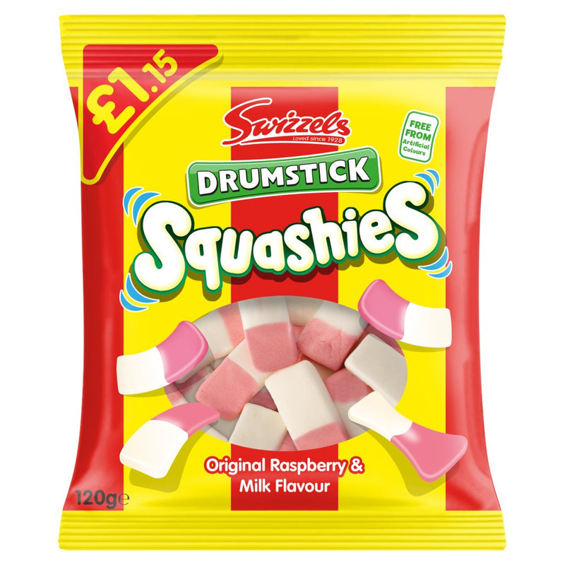 Swizzels Drumstick Squashies Original Raspberry & Milk Flavour 131g [PM £1.15 ], Case of 12 Swizzels