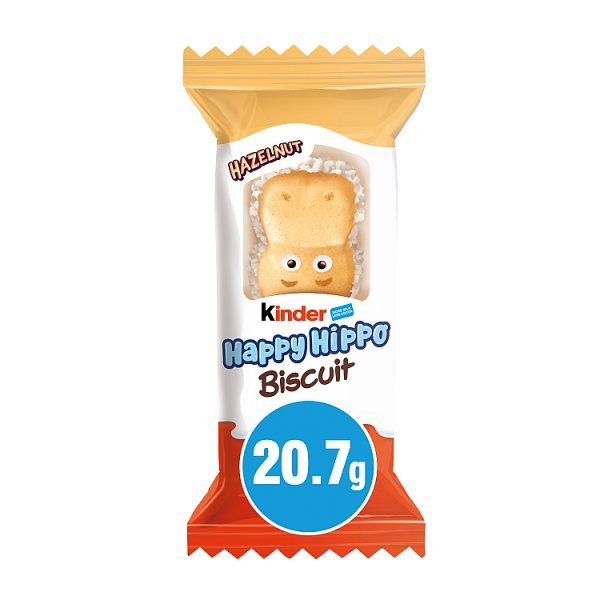 Kinder Happy Hippo Milk & Hazelnut Filling Wafer Biscuit Snack Bar 20.7g Case of 28