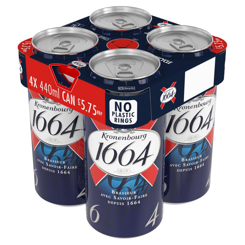 Kronenbourg 1664 Lager Beer 4 x 440ml Cans [PM £5.50 ], Case of 6 Kronenbourg 1664