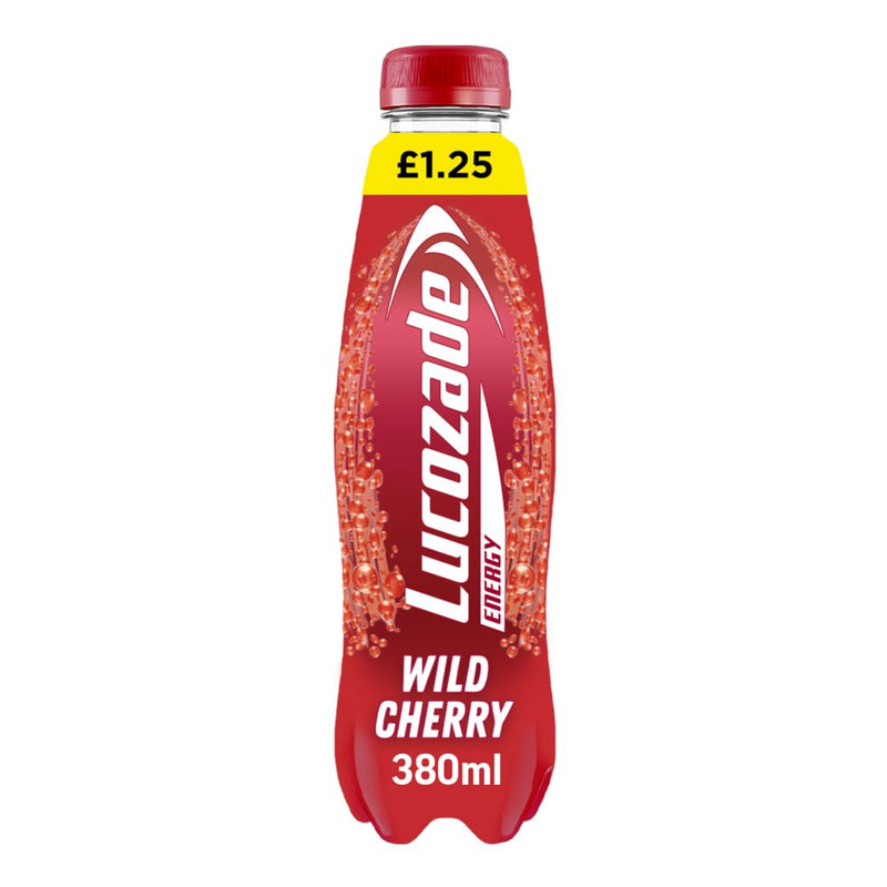 Lucozade Energy Drink Wild Cherry 380ml, [PM £1.25 ], Case of 12 British Hypermarket-uk