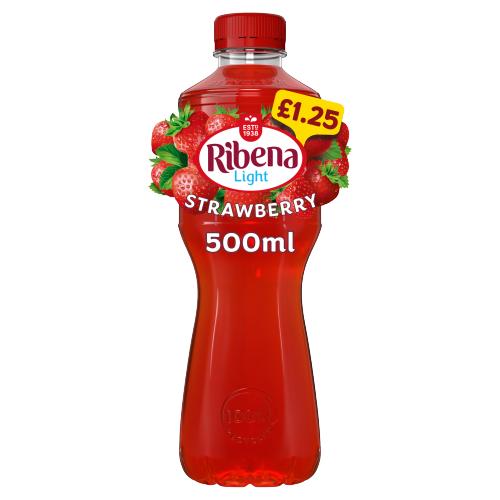 Ribena Light  Strawberry Juice Drink No Added Sugar 500ml x 12 Ribena