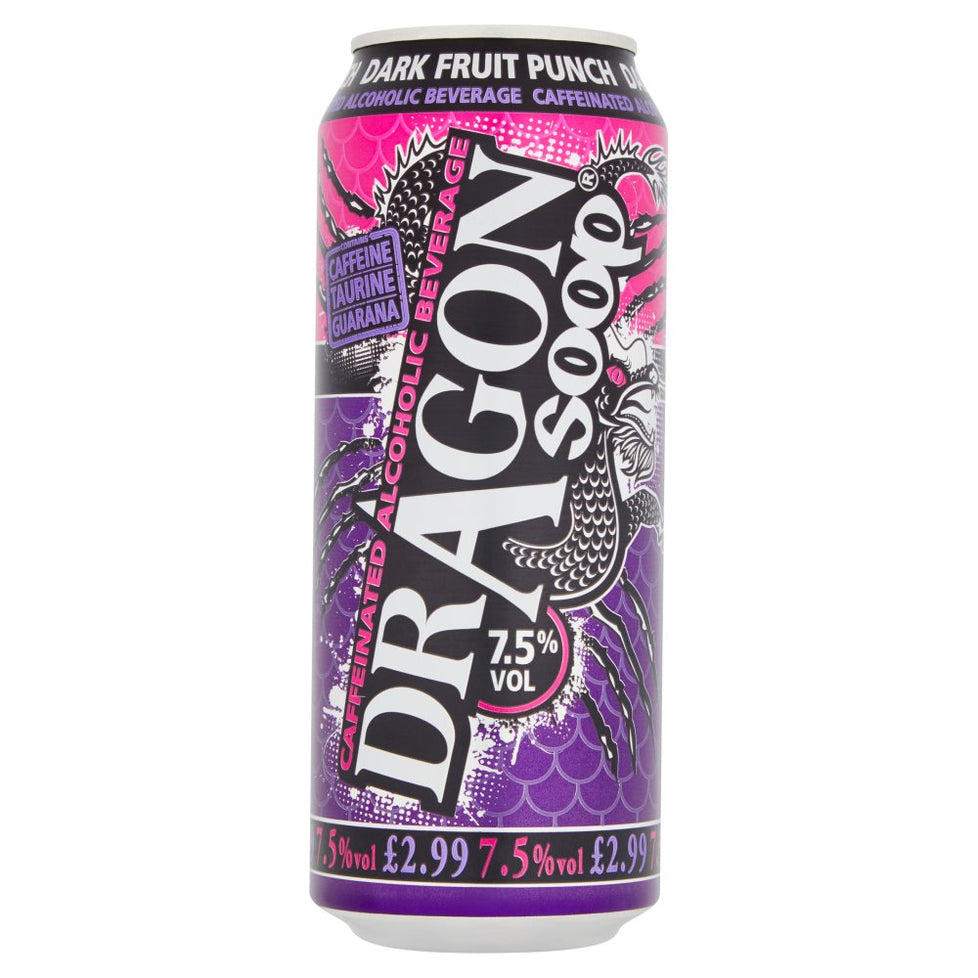 Dragon Soop Dark Fruit Punch Caffeinated Alcoholic Beverage 500ml [PM £2.99 ], Case of 8 Dragon Soop