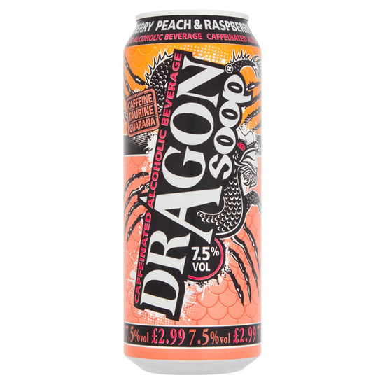 Dragon Soop Peach & Raspberry 500ml [PM £2.99 ], Case of 8 Dragon Soop