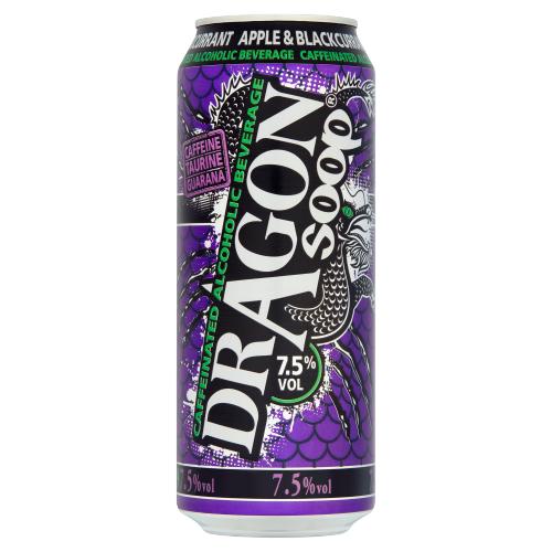 Dragon Soop Apple & Blackcurrant Caffeinated Alcoholic Beverage 500ml [PM £2.99 ], Case of 8 Dragon Soop