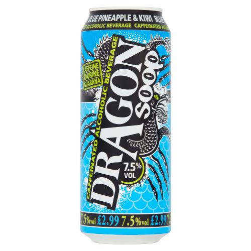 Dragon Soop Blue Pineapple & Kiwi Caffeinated Alcoholic Beverage 500ml [PM £2.99 ], Case of 8 Dragon Soop