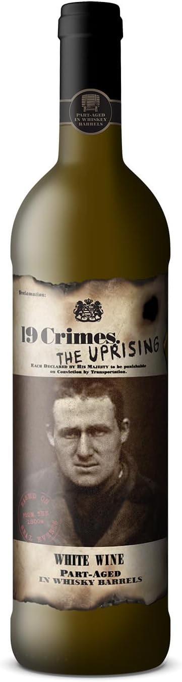 19 Crimes The Uprising Chardonnay white wine, case of 6 x 750ml bottles, bold and fruity with a rich oak flavor.