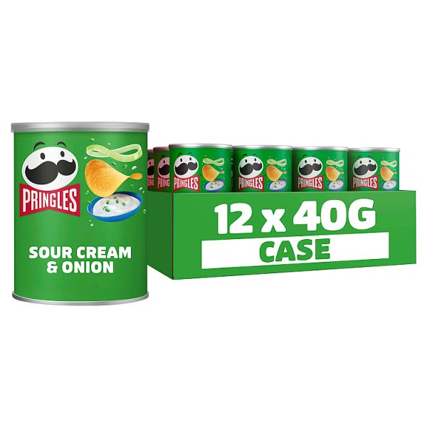 Pringles Sour Cream & Onion Snacking Crisps 12 x 40g Case of 12