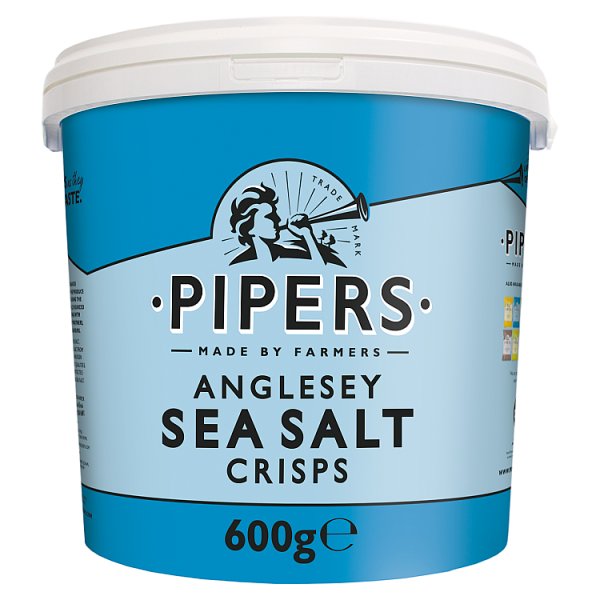 Pipers Anglesey Sea Salt Sharing Crisps Tub 600g Case of 1