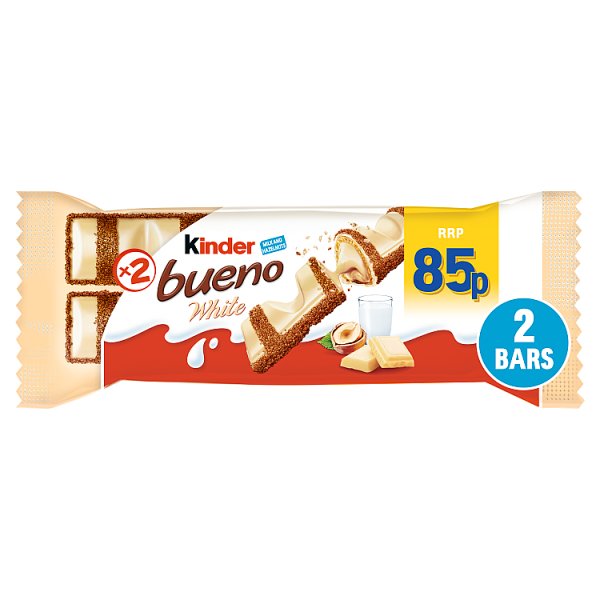 Kinder Bueno Whi te Milk and Hazelnuts 2 Pieces 39g PMP Case of 30