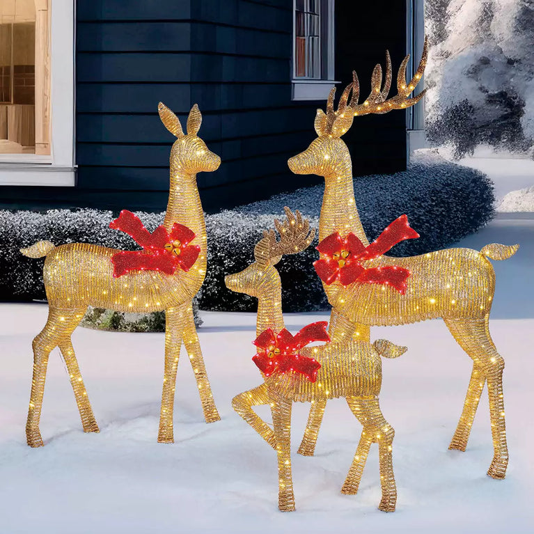 6ft (1.8m) Deer family Set of 3 with LED Lights