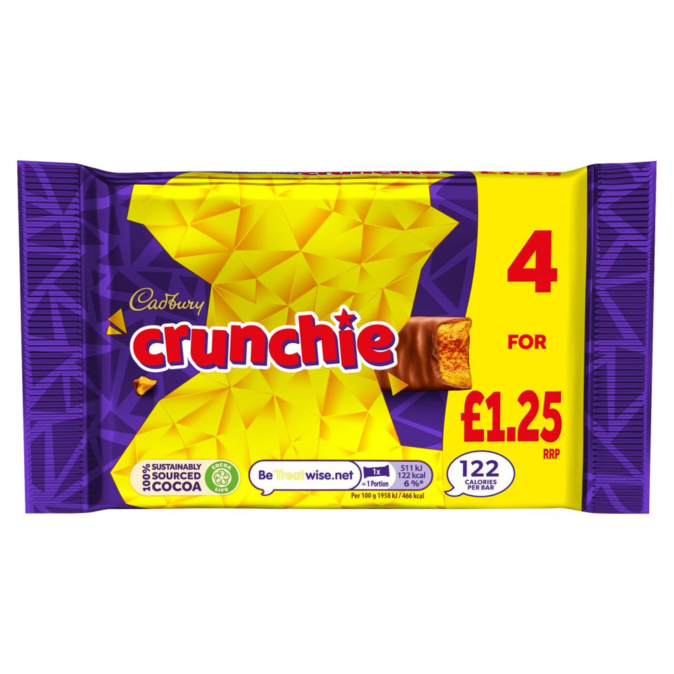 Cadbury Crunchie 4 x 26.1g (104.4g) , Case of 10 Cadbury