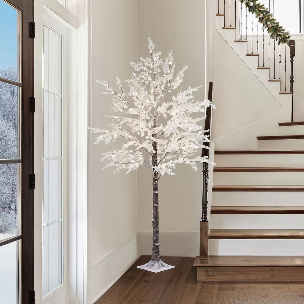 7ft Flocked LED Cedar Tree with Twinkling Lights