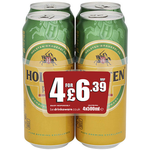 Holsten Pils Lager Beer 4 x 500ml Cans [PM £6.25 ], Case of 6 Holsten
