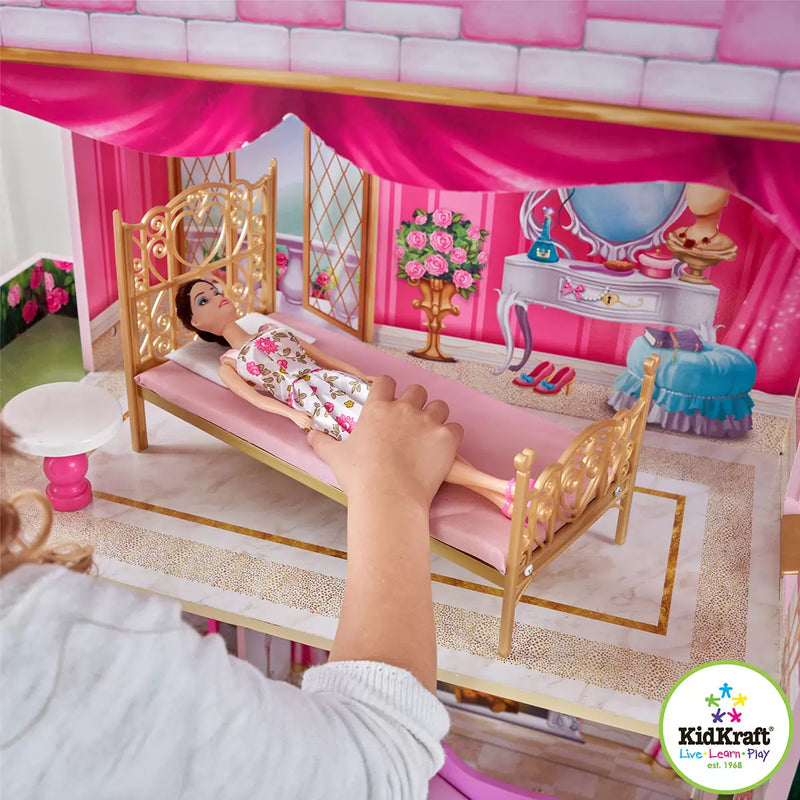 KidKraft 52 Inch (133.6cm) Rose Garden Castle with Lights, Sounds & 16 Furniture Accessories (3+ Years) KidKraft