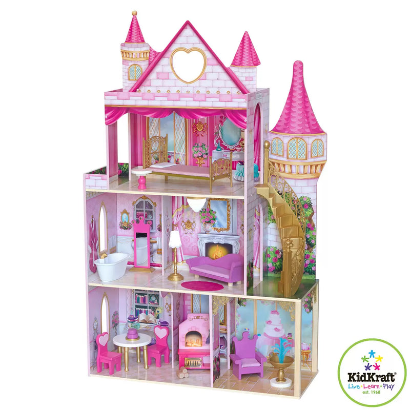 KidKraft 52 Inch (133.6cm) Rose Garden Castle with Lights, Sounds & 16 Furniture Accessories (3+ Years) KidKraft