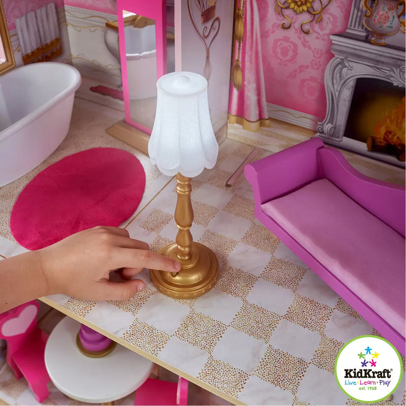 KidKraft 52 Inch (133.6cm) Rose Garden Castle with Lights, Sounds & 16 Furniture Accessories (3+ Years) KidKraft