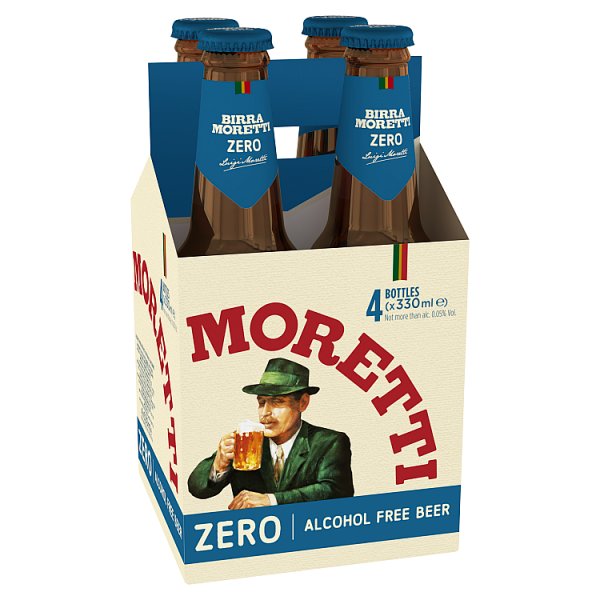 Birra Moretti Zero 0.0% Alcohol Free Beer Bottle 4x330ml Case of 6