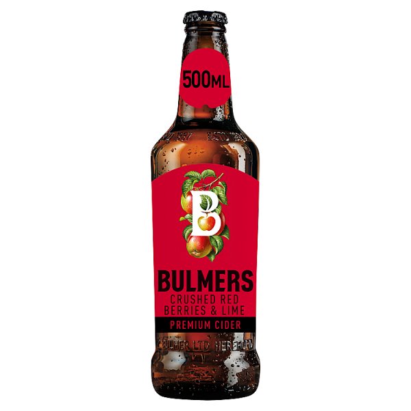Bulmers Crushed Red Berries & Lime Cider Bottle 4% ABV 500ml Case of 12