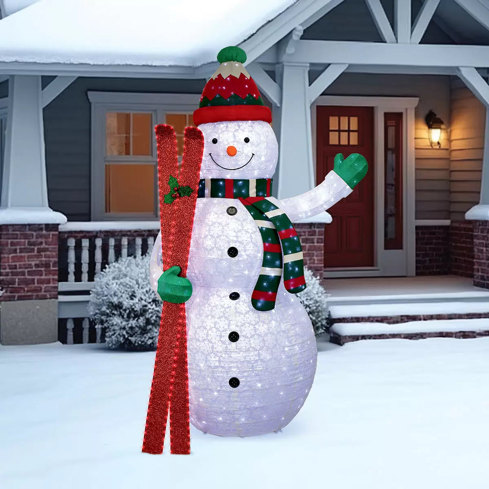 9 ft LED Twinkle Collapsible Snowman with Skis