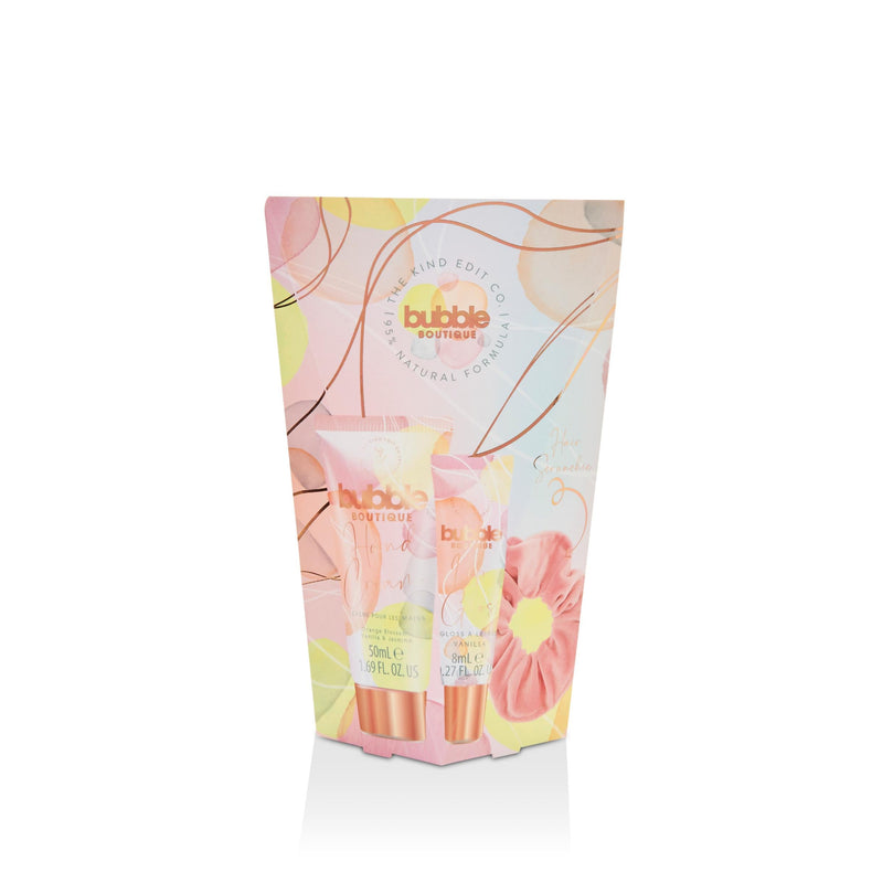 The Kind Edit Co. Bubble Boutique Scrunchie Gift Set 50ml Hand Cream + 8ml Lip Balm + Scrunchie The Kind Edit Co.