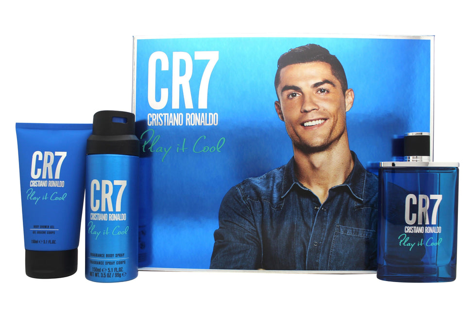 Cristiano Ronaldo CR7 Play It Cool Presentset 100ml EDT Spray + 150ml Duschgel +150ml Kroppsspray Cristiano Ronaldo