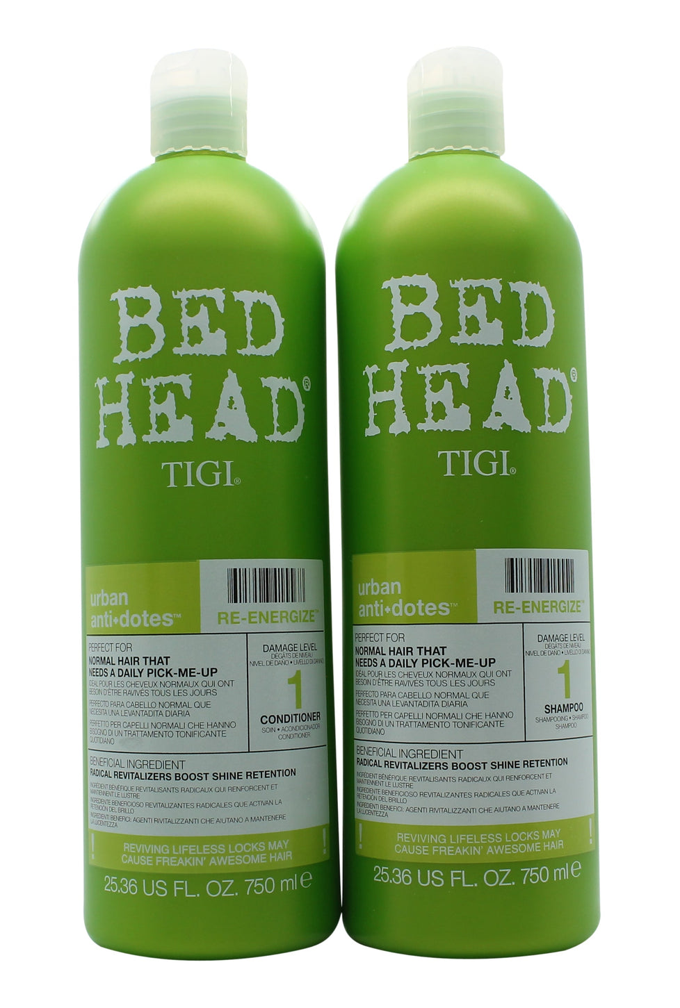 Tigi Duo Pack Bed Head Urban Antidotes Re-Energize 750ml Shampoo + 750ml Conditioner Tigi