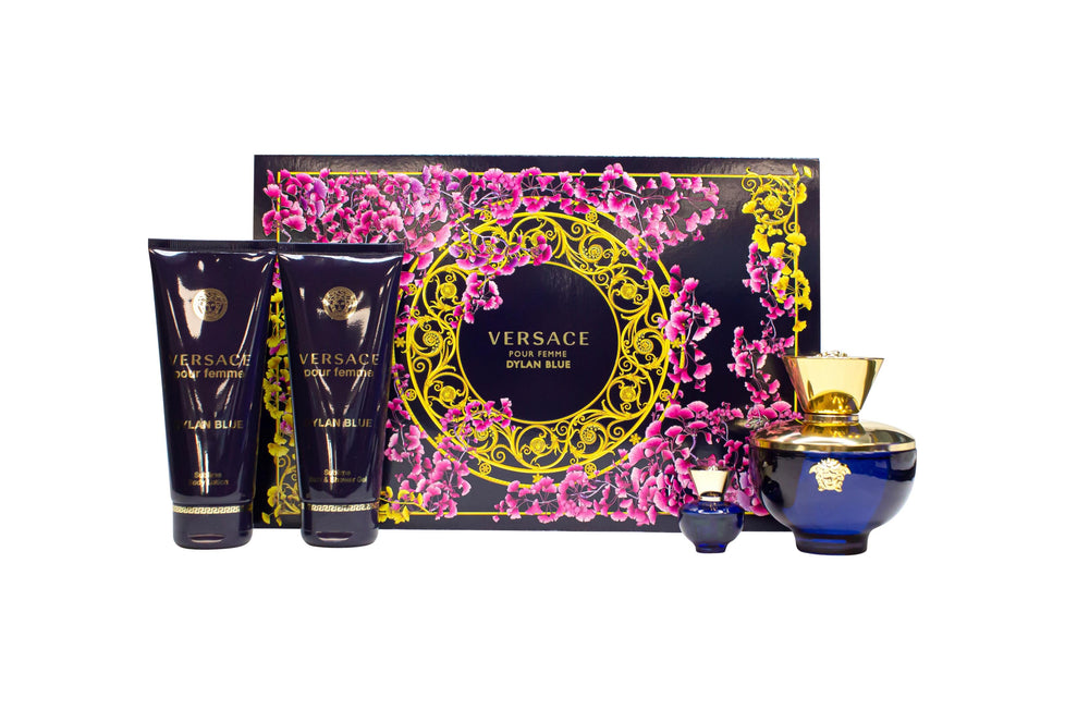 Versace Pour Femme Dylan Blue Presentset 100ml EDP + 5ml EDP + 100ml Duschgel + 100ml Body Lotion Versace