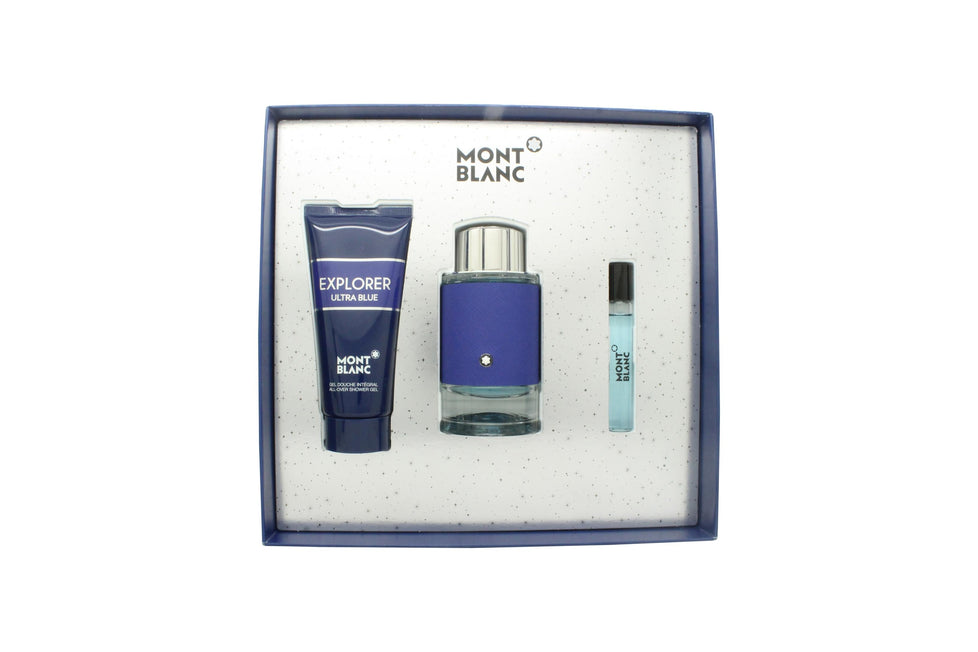 Mont Blanc Explorer Ultra Blue Gift Set 100ml EDP + 7.5ml EDP + 100ml Shower Gel Mont Blanc