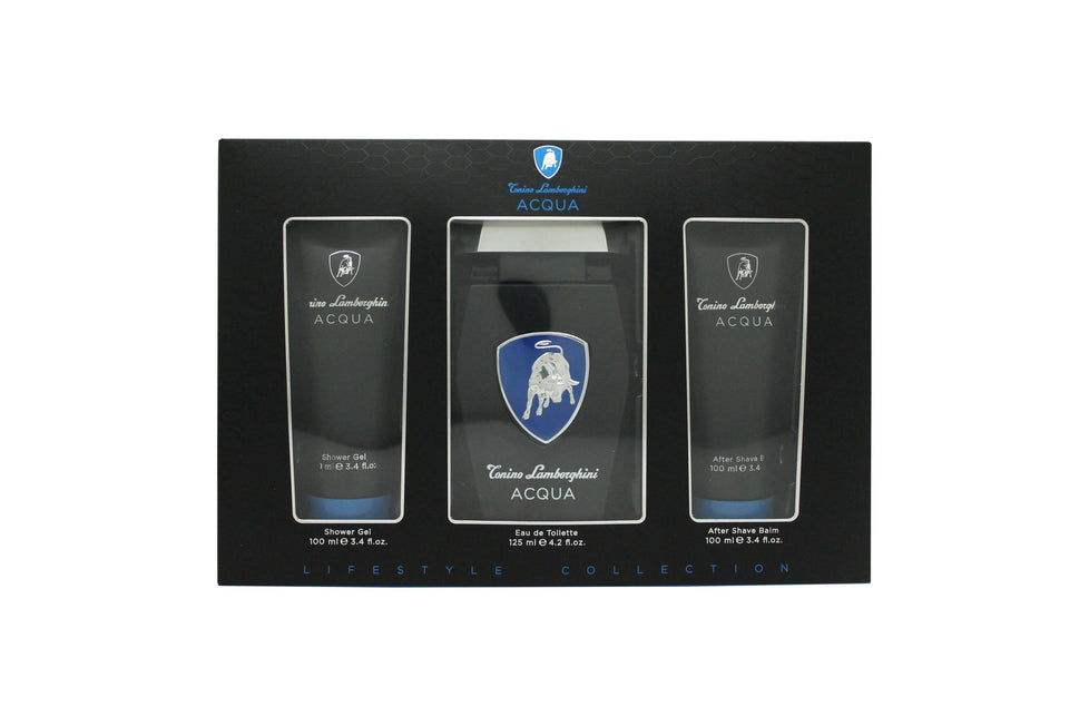 Lamborghini Acqua Gift Set 125ml EDT + 100ml Shower Gel + 100ml Aftershave Balm Lamborghini