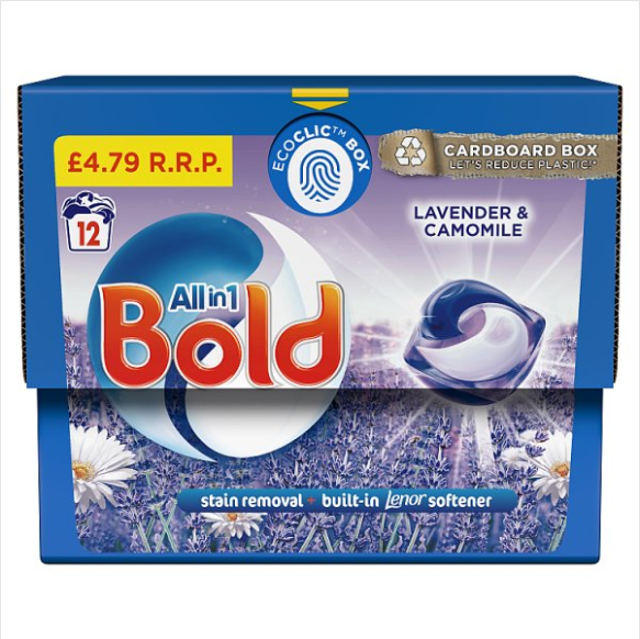 Bold All-in-1 PODS® Washing Liquid Capsules 12 Washes, Lavender & Camomile [PM £4.79 ], case of 4 P&G Professional