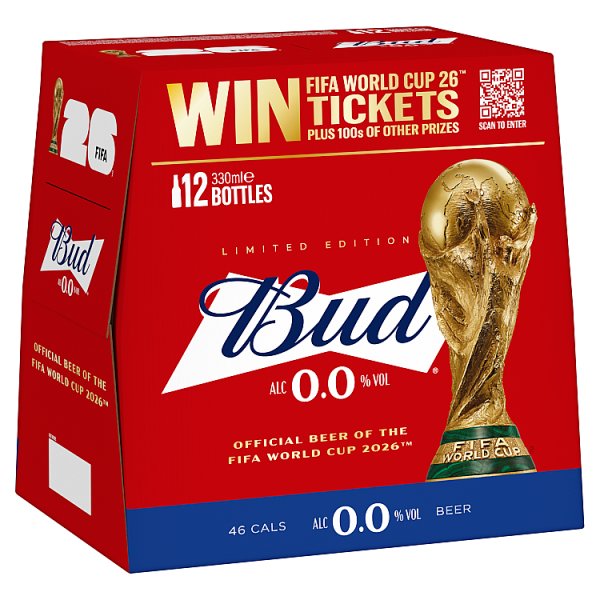 Budweiser Zero 0% Beer Bottles 12 x 330ml
