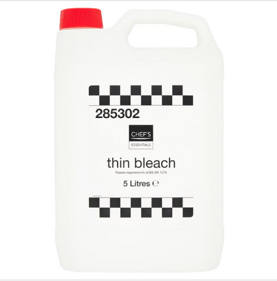 Chef's Essentials Thin Bleach 5 Litres - Case of 1 Chef's Essentials