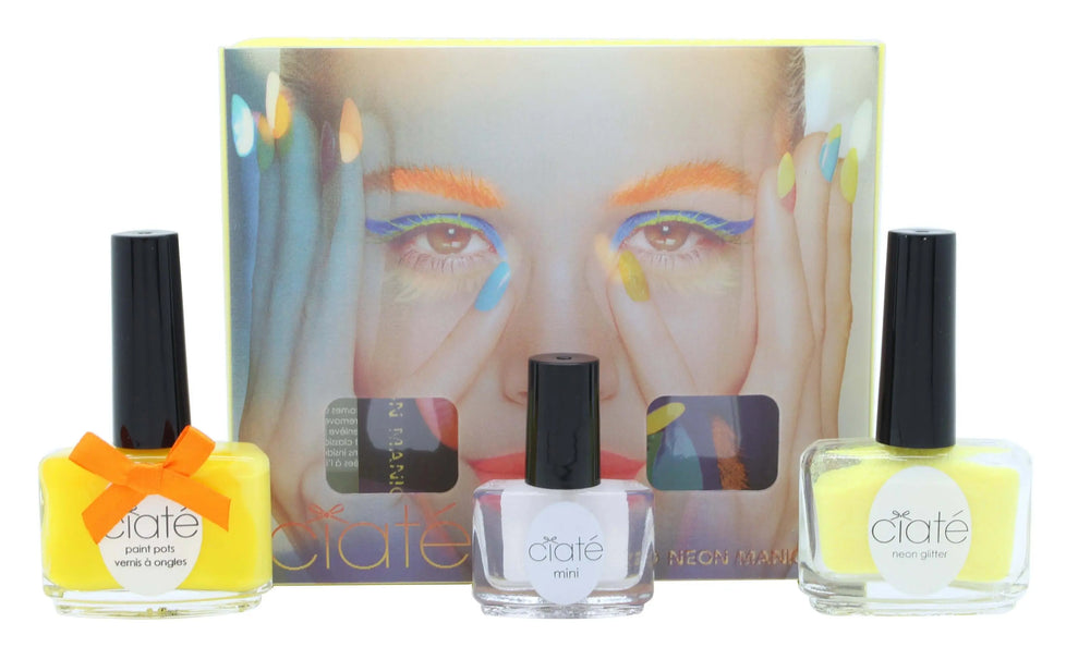Ciate Corrupted Neon Manicure Gift Set 13.5ml Neon Orange Nail Polish + 10g Neon Glitter + 5ml Black Light Top Coat Ciate