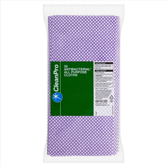 CleanPro 30 Antibacterial All Purpose Cloths 60cm x 30cm - Case of 27 CleanPro
