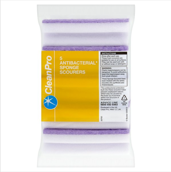 Clean Pro 5 Antibacterial Sponge Scourers British Hypermarket-uk