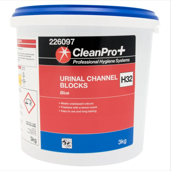 CleanPro+ Blue Urinal Channel Blocks H32 3kg - Case of 1 CleanPro+