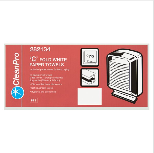 CleanPro 'C' Fold White Paper Towels - Case of 1 CleanPro