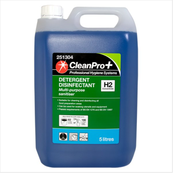 Clean Pro+ Detergent Disinfectant H2 Concentrate 5 Litres case of 2 British Hypermarket-uk