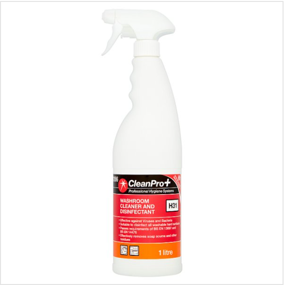 CleanPro+ Washroom Cleaner and Disinfectant H31 1 Litre - Case of 1 CleanPro+