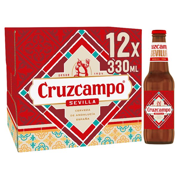 Cruzcampo Sevilla Lager Beer 4.4% ABV Bottle 12x330ml