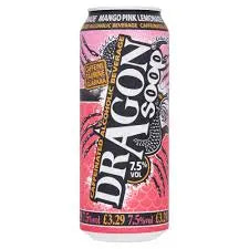 Dragon Soop Mango Pink Lemonade Caffeinated Alcoholic Beverage 500ml [PM £3.29 ], Case of 8 Dragon Soop