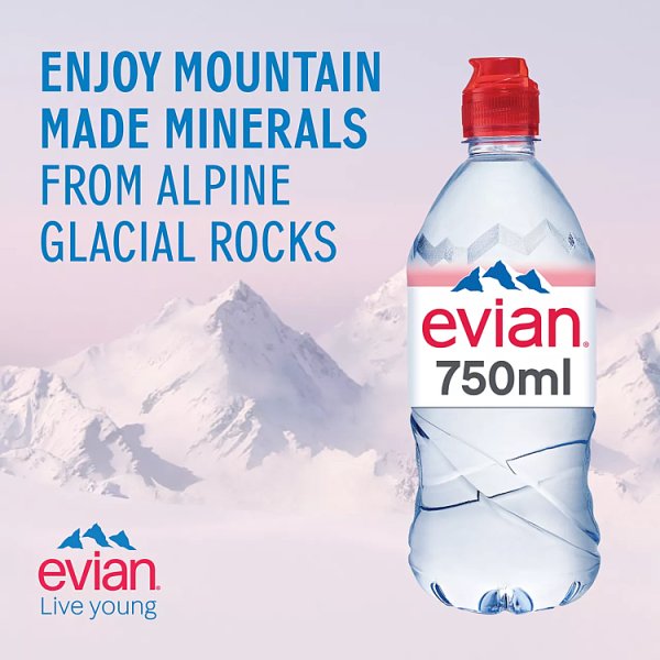 Evian Natural Bottled Mineral Still Water 750ml x 12