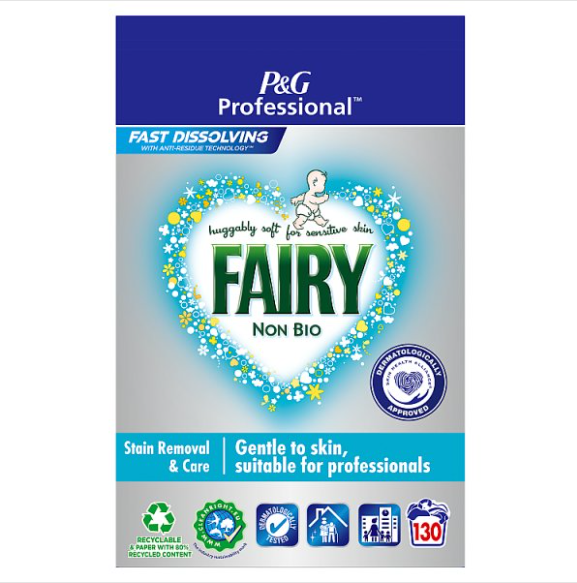 Fairy Professional Non-Bio Washing Powder Detergent 130 Washes - Case of 1 P&G Professional