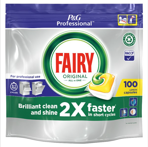 Fairy Professional Original All In One Dishwasher Tablets Lemon 100 - Case of 3 P&G Professional
