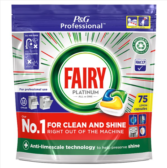 Fairy Professional Platinum Dishwasher Tablets Lemon 75 capsules - Caase of 3 P&G Professional